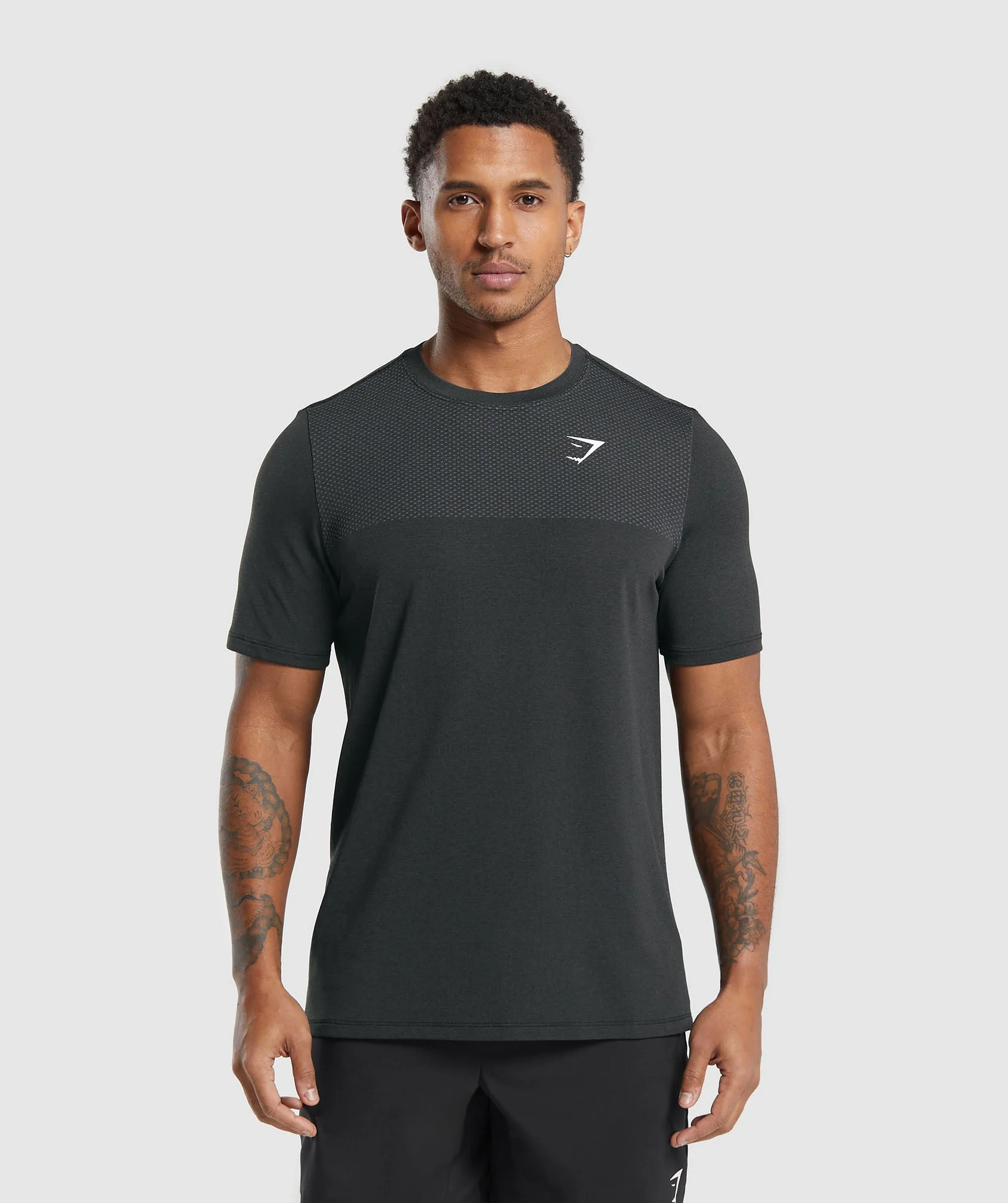 Gymshark Vital Seamless T-Shirt - Black/Medium Grey Marl | Gymshark UK