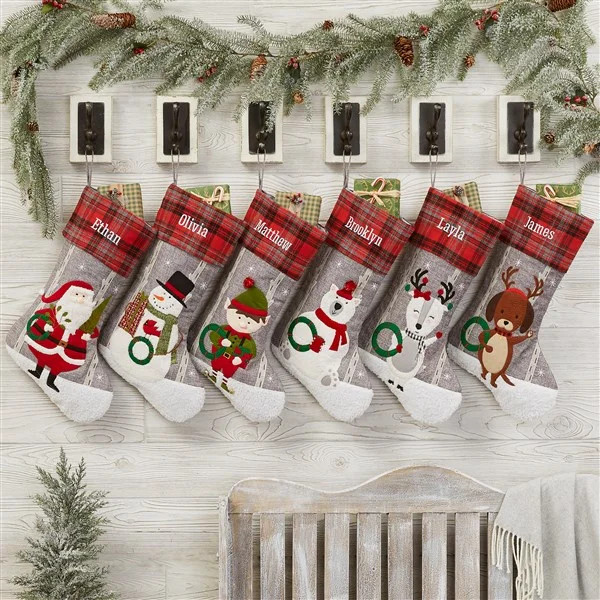 Deer Personalized Plaid Christmas Stocking | Personalization Mall