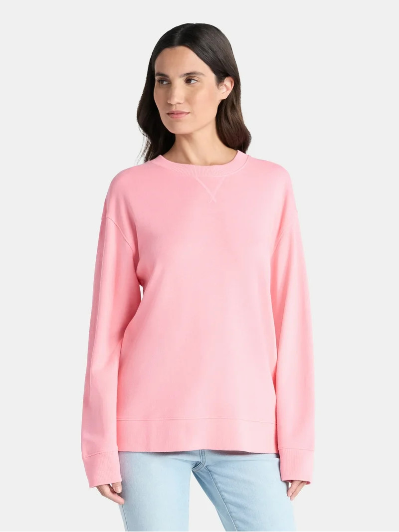 Time and Tru Women's and Women's Plus Crewneck Sweatshirt with Long Sleeves, Sizes XS-4X | Walmart (US)