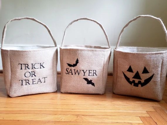 Personalized Halloween basket / trick or treat / jack o lantern / bag / burlap / bucket / kids / ... | Etsy (US)