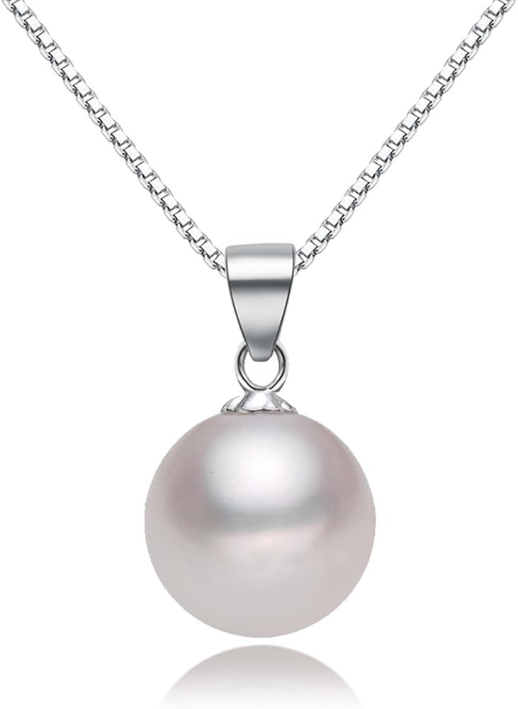 SWOPAN 925 Sterling Silver Pearl Pendant Necklace with 12MM Handmade Freshwater Cultured Pearl Penda | Amazon (US)