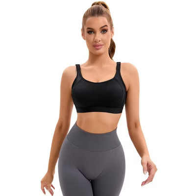 INSPIRE CHIC Women's Contrasting Colors Adjustable Straps Workout Fixed Cup U Back Sports Bras Black Large | Target