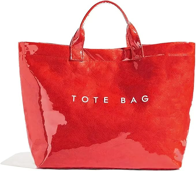 Lushandy PVC Tote Bag for Women Jelly Beach Bag Top Handle Hobo Handbag | Water-Resistant, Wipe C... | Amazon (US)