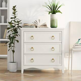 FUIN Modern White 3-Drawer Accent 30.71 in. Wide Chest of Drawer VNH02041 - The Home Depot | The Home Depot