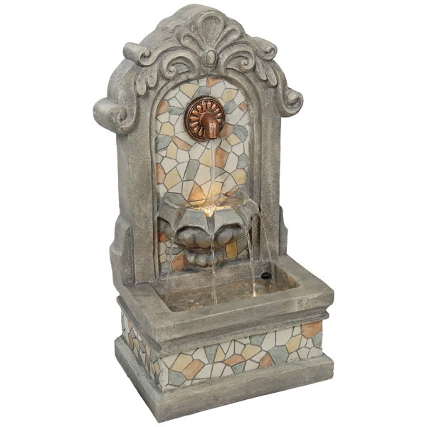 Zenaida Outdoor Weather Resistant Wall Fountain with Light | Wayfair North America