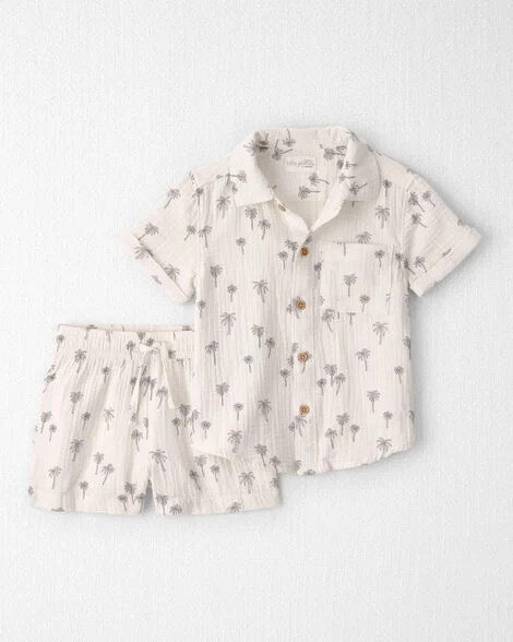Toddler Boy 2-Piece Organic Cotton Gauze Top & Short Set in Palm Trees - Little Planet | Carter's | Carter's Inc