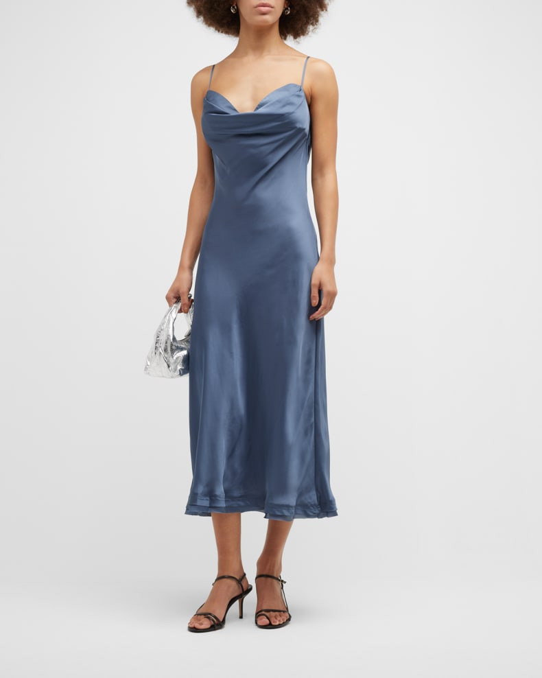 Jonathan Simkhai Standard Irina Double-Layer Satin Midi Slip Dress | Neiman Marcus