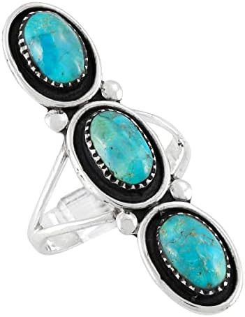 Turquoise Ring Sterling Silver 925 Genuine Gemstones Size 6 to 11 | Amazon (US)