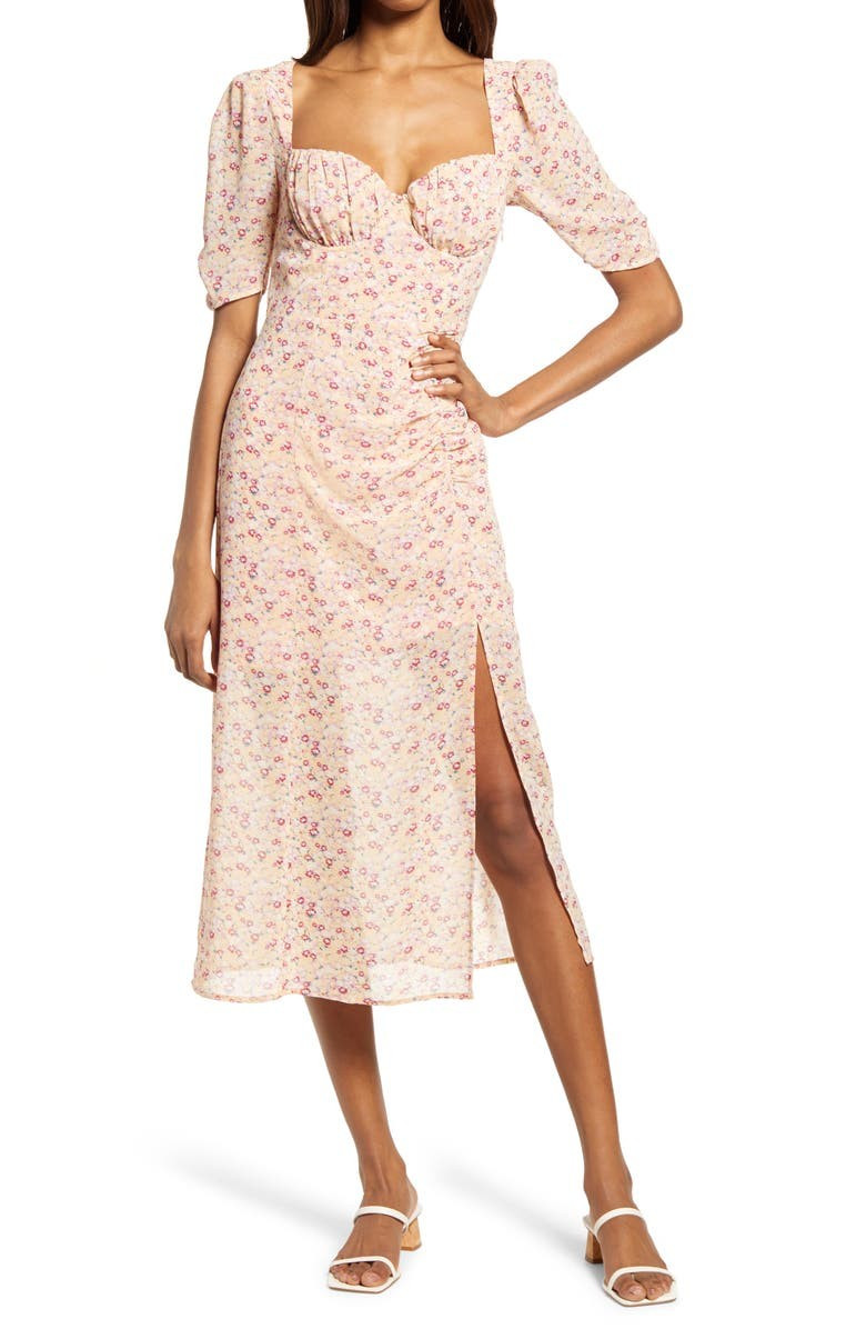 Floral Milkmaid Midi Dress | Nordstrom