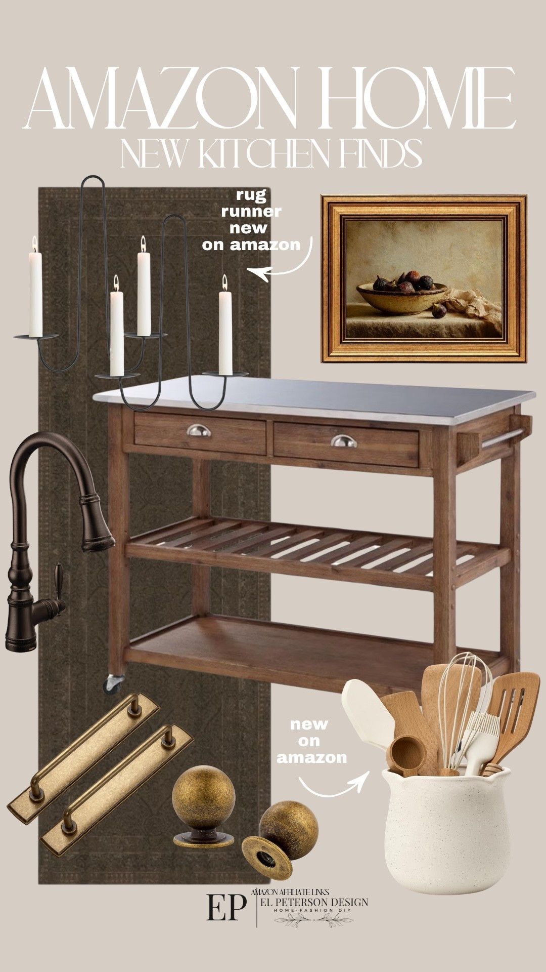 Amazon
Rug runner
Wall sconces
Artwork
Kitchen faucet
Knobs
Pulls
Kitchen island
Canister

#LTKHome