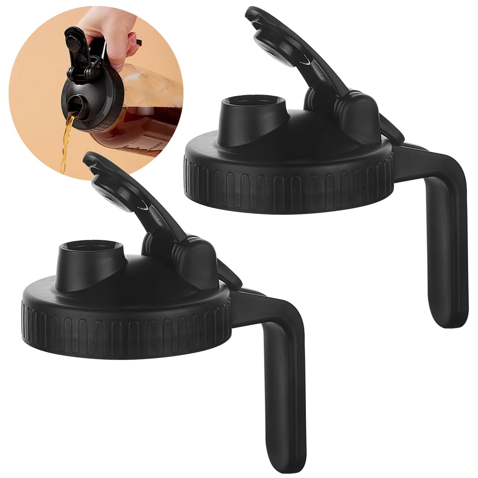 Mason Jar Pour Spout Lid for Wide Mouth Mason Jars, Mason Jar Pitcher Flip Cap Airtight Handle Li... | Amazon (US)