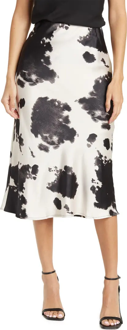 Satin Cow Print Midi Skirt | Nordstrom Rack