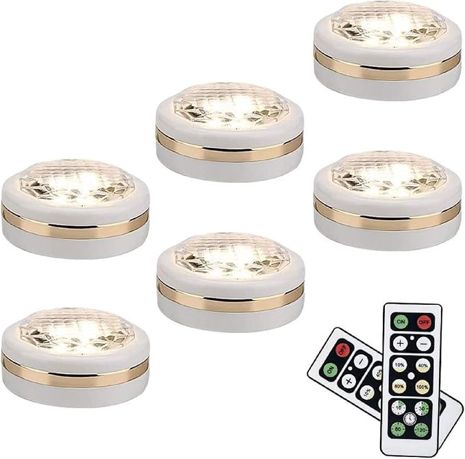 LEASTYLE Wireless LED Puck Lights with Remote Control 6 Pack, LED Under Cabinet Lighting,Puck Lig... | Amazon (US)