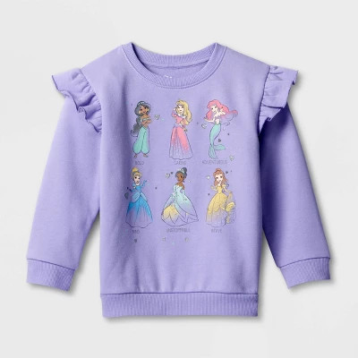 Toddler Girls' Disney Princess Printed Pullover Sweatshirt - Purple | Target