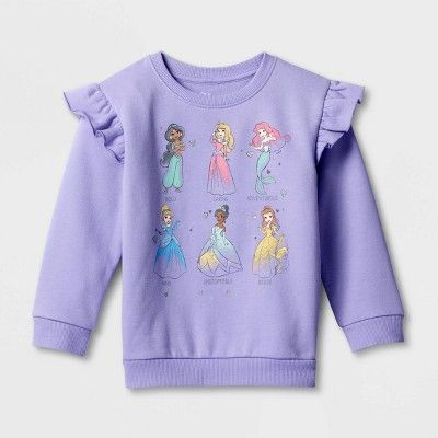 Toddler Girls' Disney Princess Printed Pullover Sweatshirt - Purple | Target