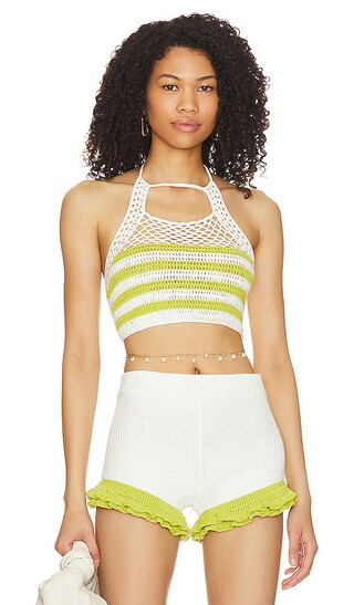 Tahlia Crochet Top in Lime & White | Revolve Clothing (Global)