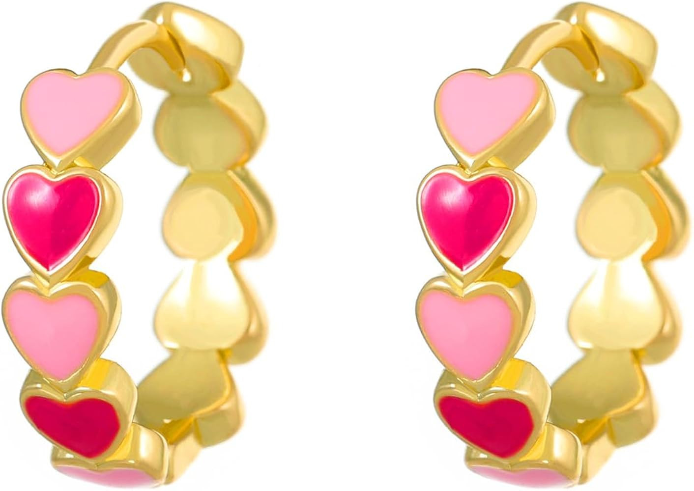 Dreuyet Colorful Heart Earrings for Women Dainty Multicolor Enamel Heart Hoop Earrings Cute Huggi... | Amazon (US)