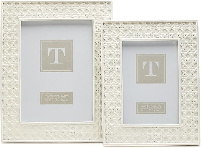 Two's Company White Cane Set of 2 Photo Frame - Resin/Glass | Amazon (US)