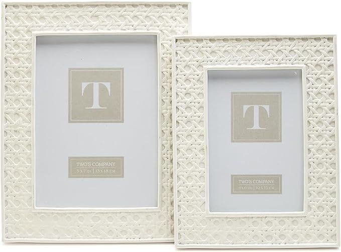 Two's Company White Cane Set of 2 Photo Frame - Resin/Glass | Amazon (US)