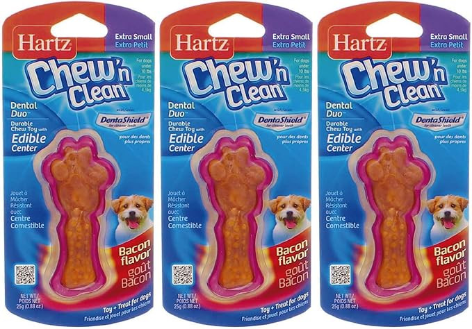 Hartz Tiny Dog Dental Duo Dog Toy Edible Chew Combo [Set of 3] | Amazon (US)