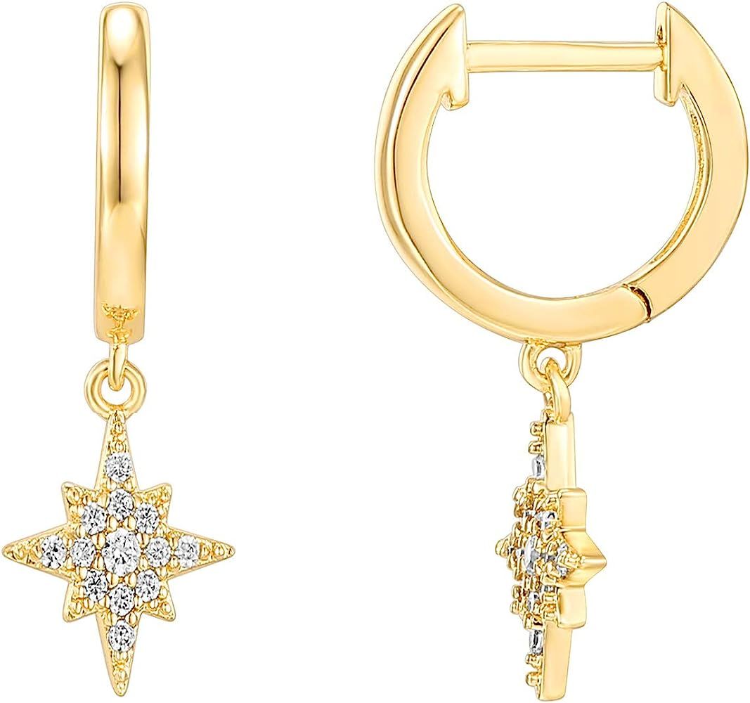 PAVOI 14K Gold Plated S925 Sterling Silver Post Drop/Dangle Huggie Earrings for Women | Dainty Ea... | Amazon (US)