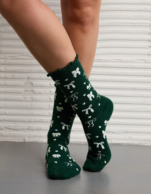 AE Bows Ruffle Crew Socks | American Eagle Outfitters (US & CA)