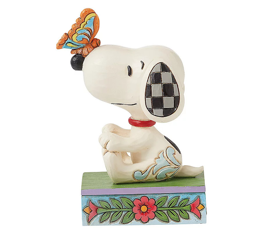 Peanuts by Jim Shore Snoopy Butterfly on Nose F igurine 4""H | QVC