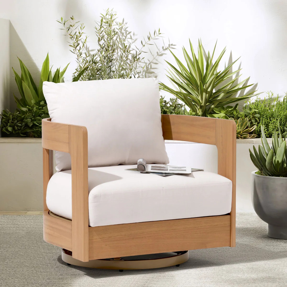 Outdoor Patio Swivel Chair With Cushions | Wayfair North America