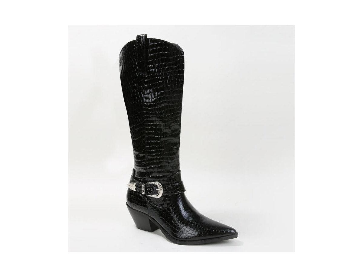 Berness Tristen Croco-Print Western Boots - Black | Macy's