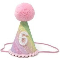 Pastel Rainbow Stripe Glitter Party Hat, Groovy Birthday Party, Birthday, Little Blue Olive, Girl First | Etsy (US)