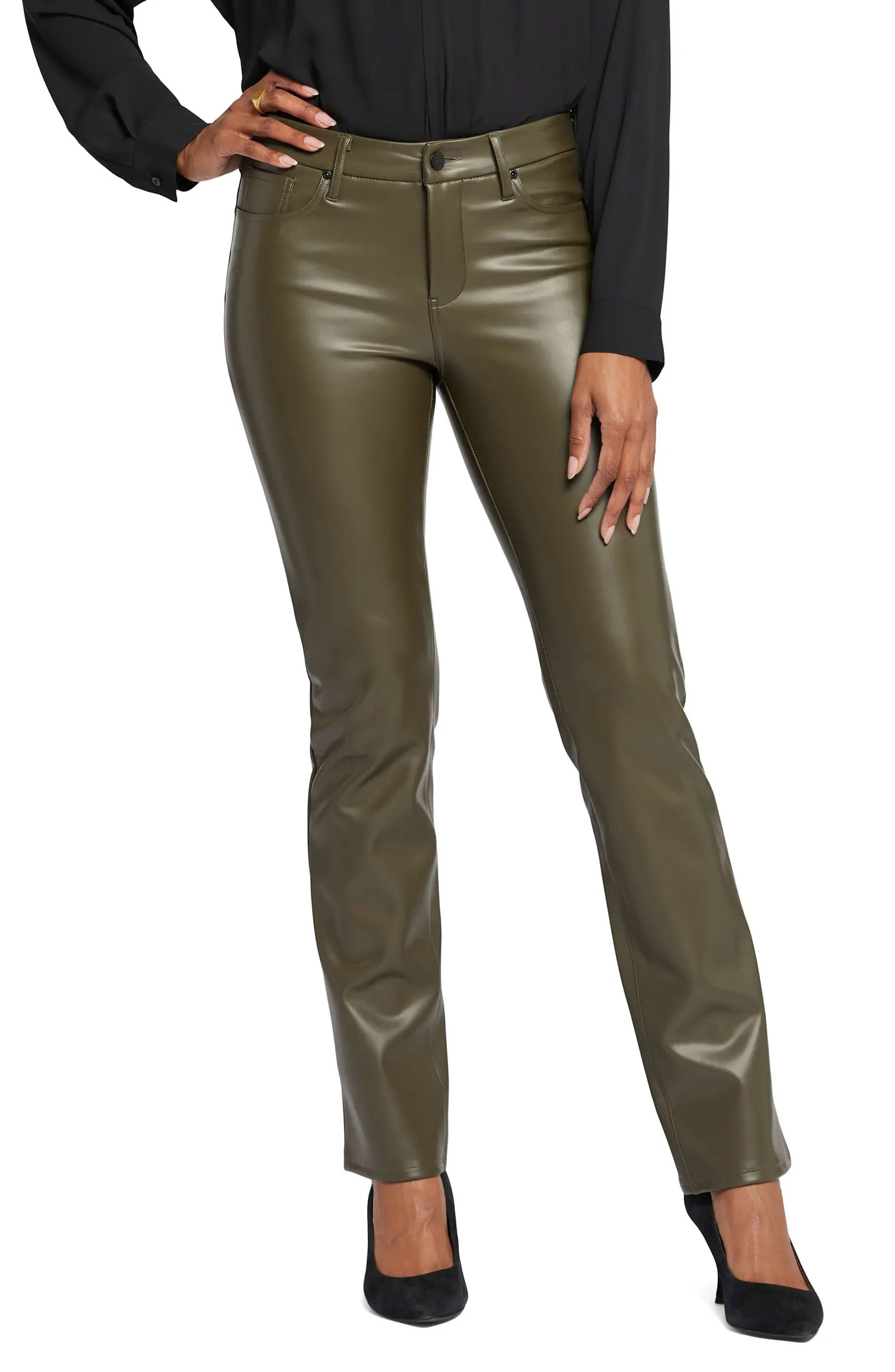 NYDJ Marilyn Faux Leather Straight Leg Pants | Nordstromrack | Nordstrom Rack