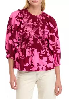 Women's 3/4 Sleeve Floral Smock Top | Belk