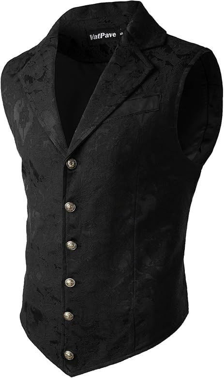 VATPAVE Mens Victorian Suit Vest Steampunk Gothic Waistcoat | Amazon (US)