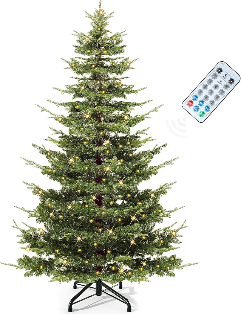 YITAHOME 6.5ft Aspen Fir Pre-Lit Christmas Tree with Remote Control, Crystal-Decorated Prelit Chr... | Amazon (US)
