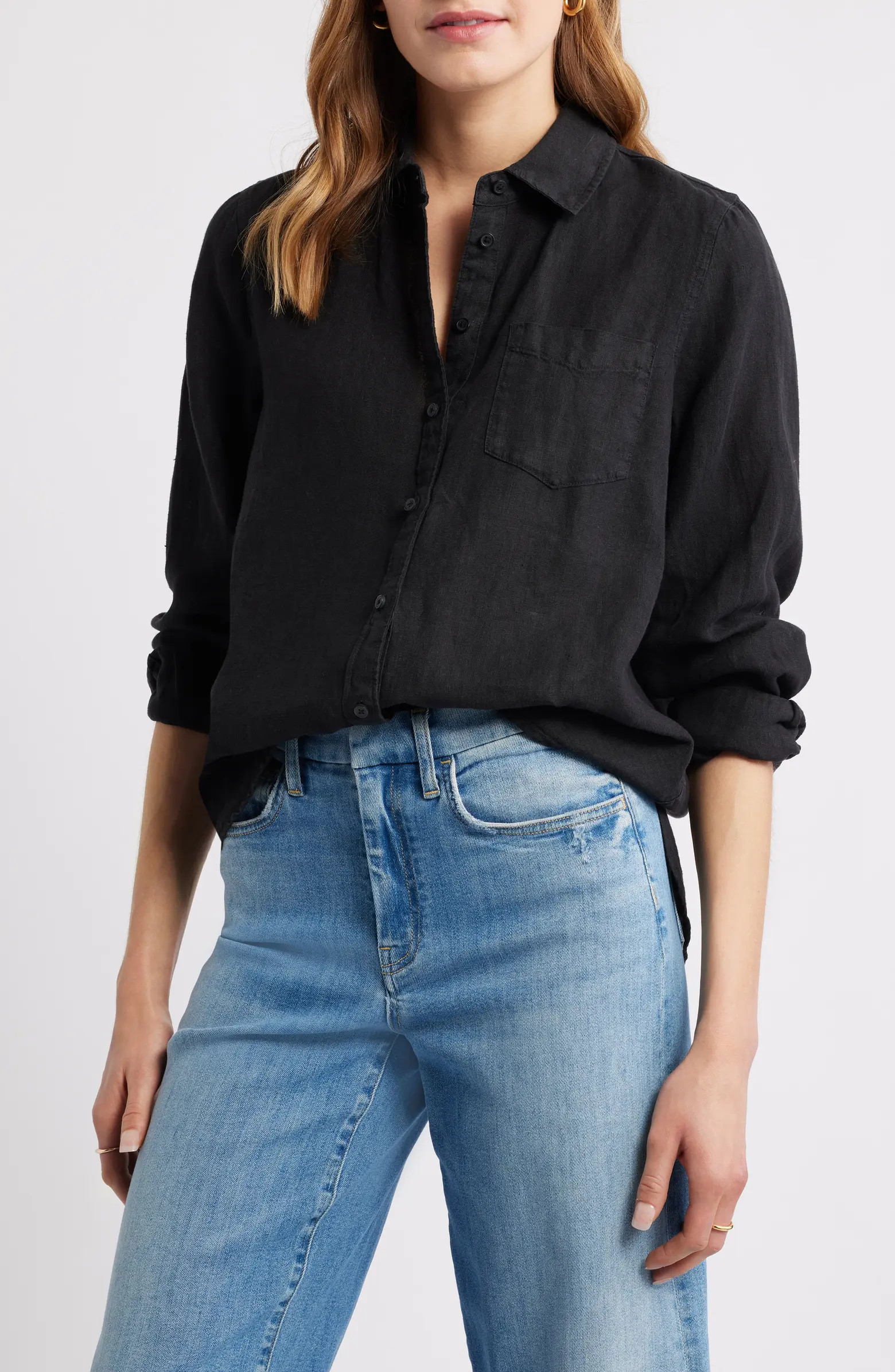 Casual Linen Button-Up Shirt | Nordstrom