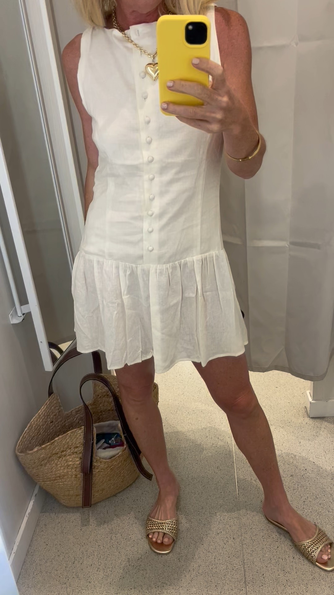 $40 linen blend drop waist dress is such a good classic throw on and go dress! Cream color and I’m wearing a small! Run before it sells out! 

#LTKSeasonal #LTKOver40 #LTKFindsUnder50