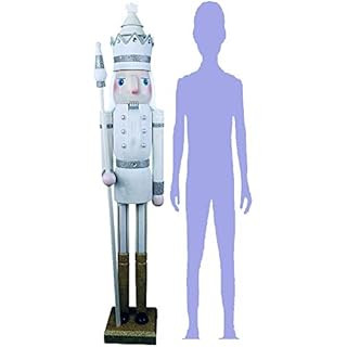 Amazon.com: CDL 48" 4ft Tall Life-Size Large/Giant White Glitter Christmas Wooden Nutcracker King... | Amazon (US)