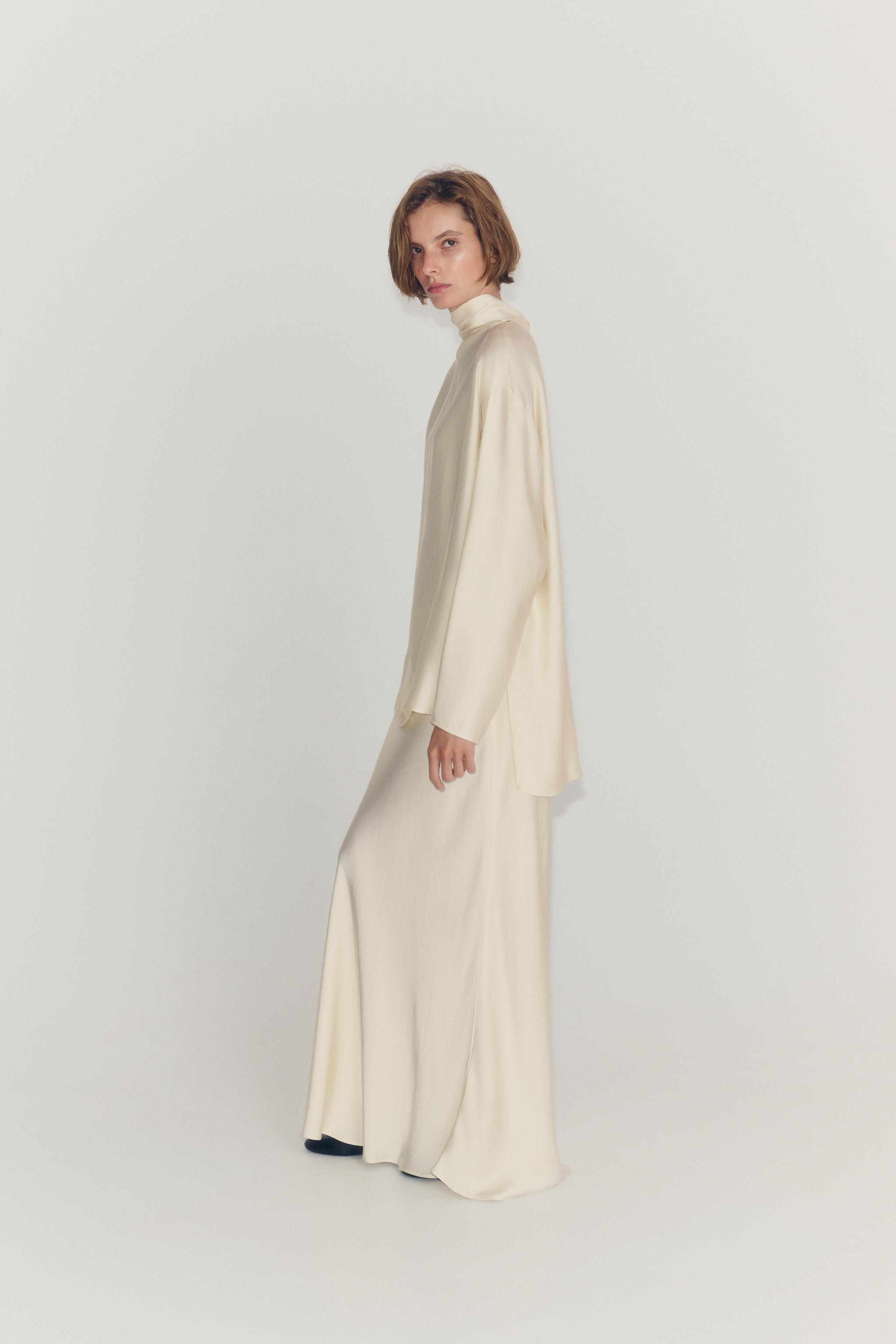 ZW COLLECTION SATIN TIE SHIRT | Zara US