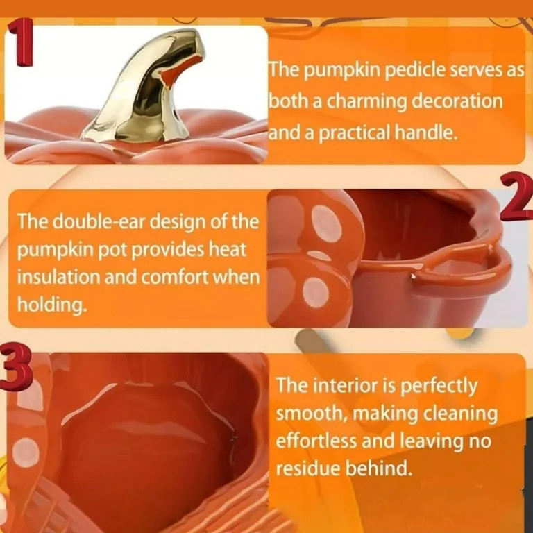 MOQIN Dutch Oven Pot with Lid, 15 Oz Cute Pumpkin Ceramic Dessert Saucepan with Handle, Mini Pump... | Walmart (US)