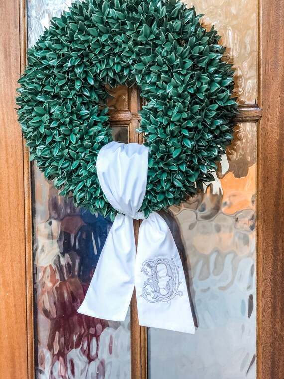 Single Monogrammed Wreath Sash | Etsy (US)