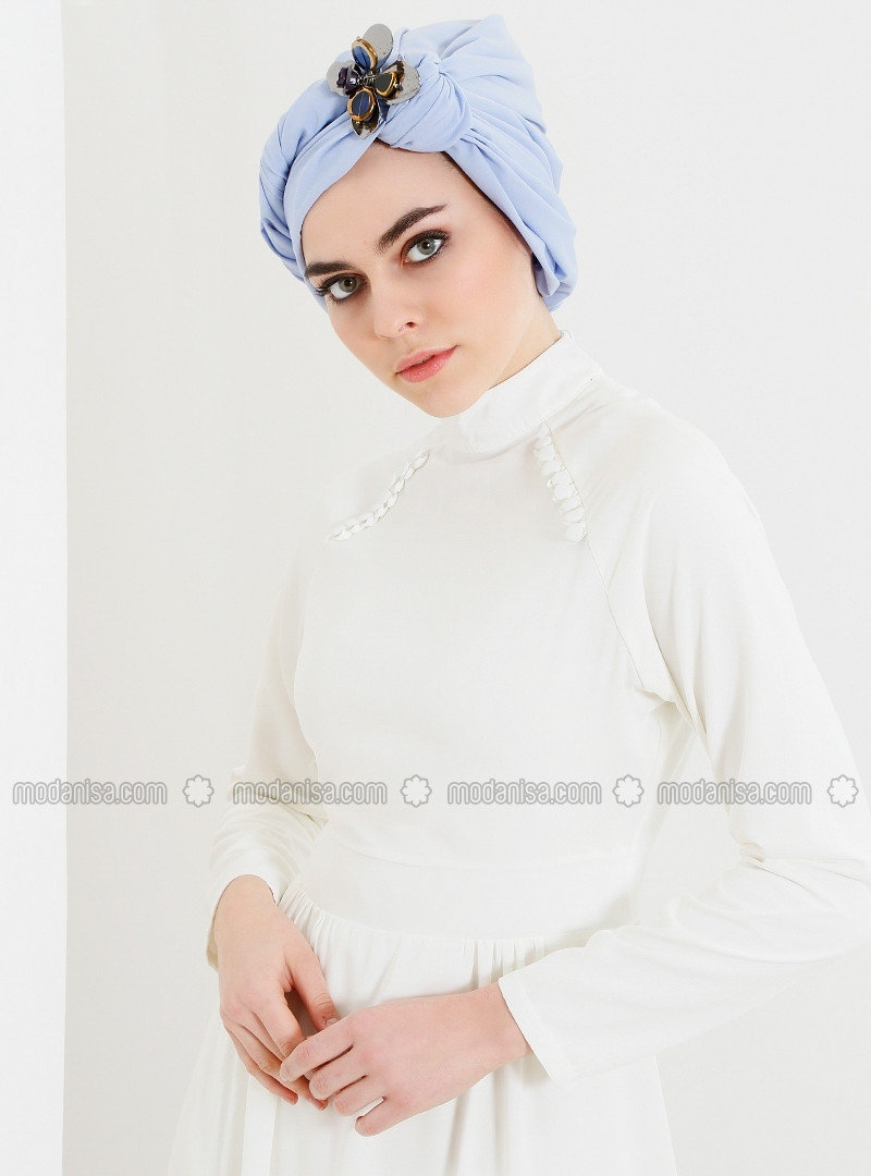 Ecru - Col roulé - Tissu doublé - Robe - Refka | Modanisa FR