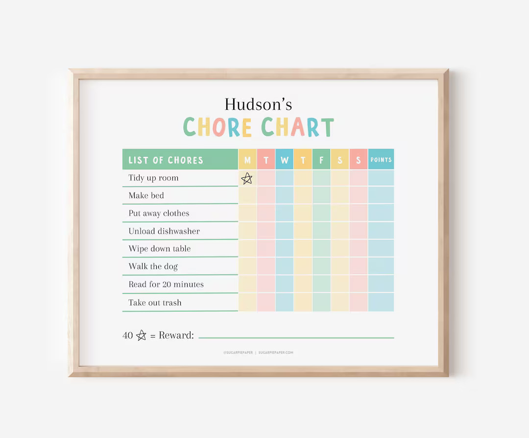 Summer Chore Chart for Kids, Responsibility Chart, Printable Checklist, Boys Chore Chart, Reward ... | Etsy (US)