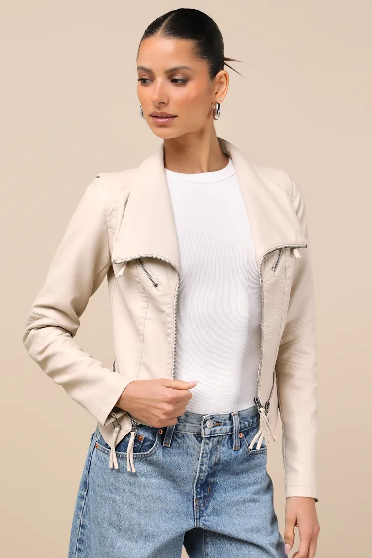Up on a Tuesday Taupe Vegan Leather Jacket | Lulus