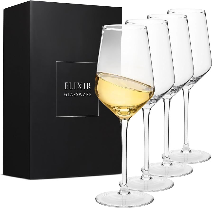 ELIXIR GLASSWARE Crystal Wine Glasses – Hand Blown Red & White Wine Glasses – Set of 4 Long S... | Amazon (UK)