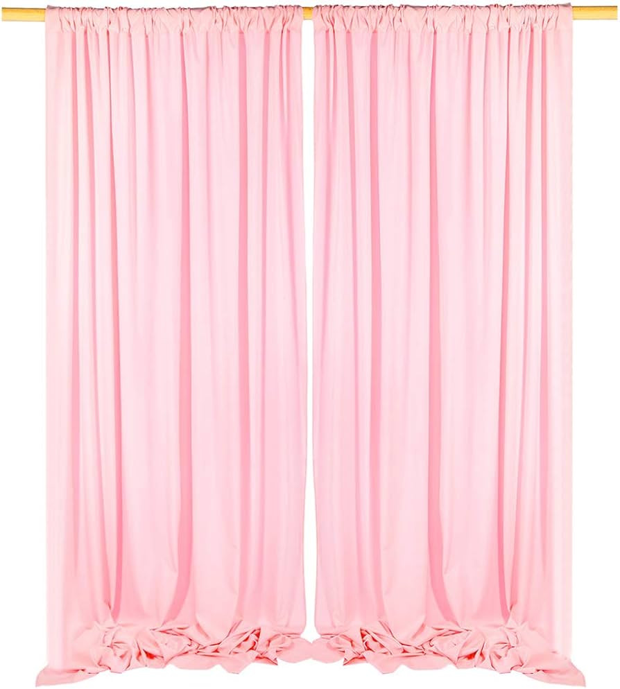 SHERWAY 9.6 Feet x 10 Feet Pink Thick Satin Wedding Backdrop Drapes, Non-Transparent Window Curta... | Amazon (US)
