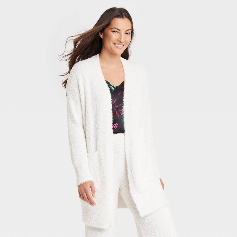 Women&#39;s Cozy Feather Yarn Cardigan - Stars Above&#8482; Charcoal Gray XS/S | Target
