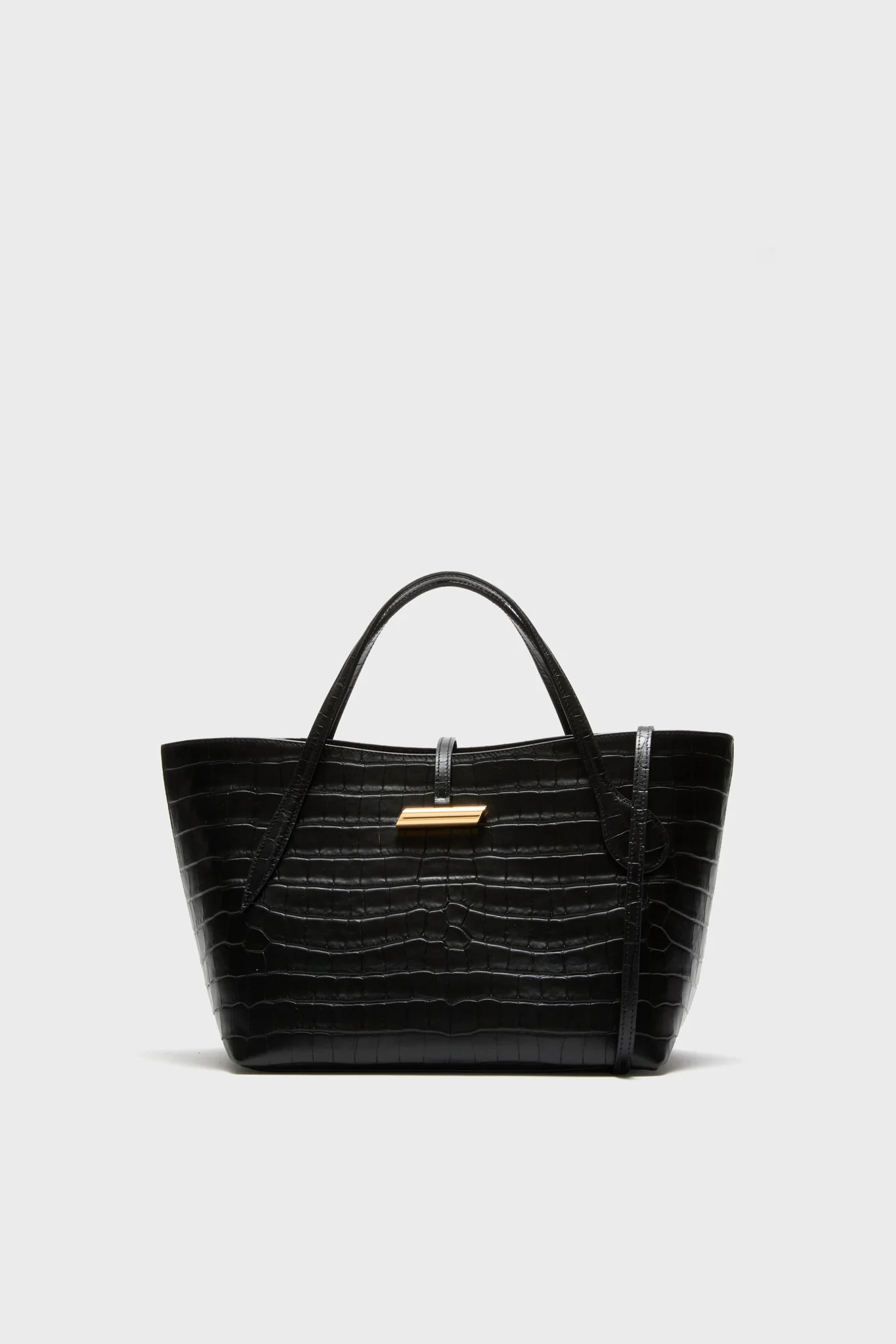 Black Croc Embossed Petite Penne Tote | Tuckernuck (US)