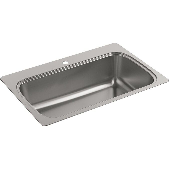 KOHLER Verse 33-in x 22-in Stainless Steel Single Bowl Drop-In 1-Hole Residential Kitchen Sink Lo... | Lowe's