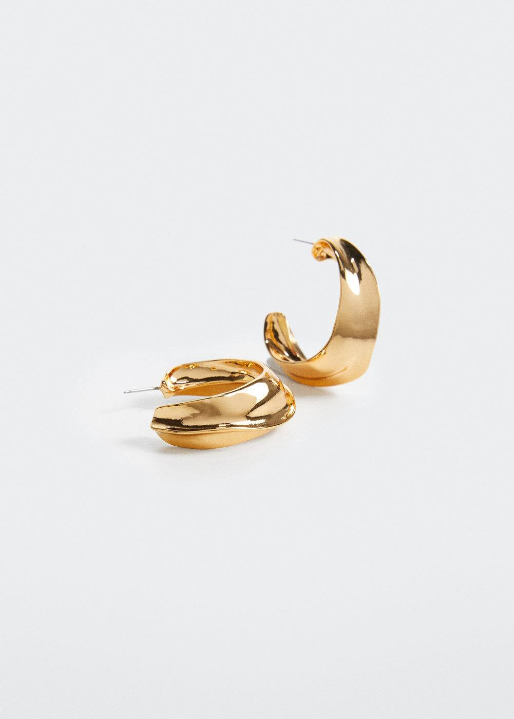 Embossed hoop earrings -  Women | Mango USA | MANGO (US)