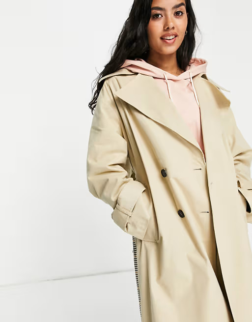 ASOS DESIGN check spliced trench coat  | ASOS | ASOS (Global)